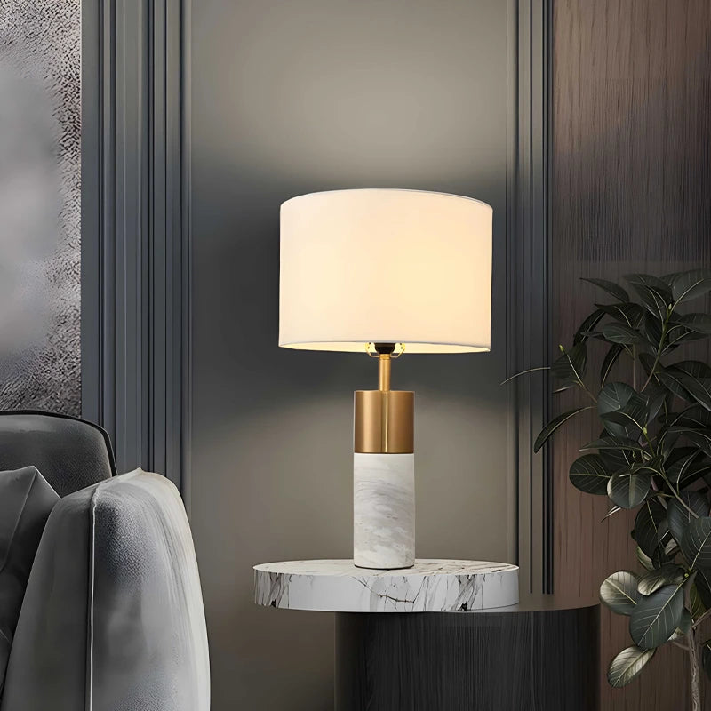 Marble and metal table lamp