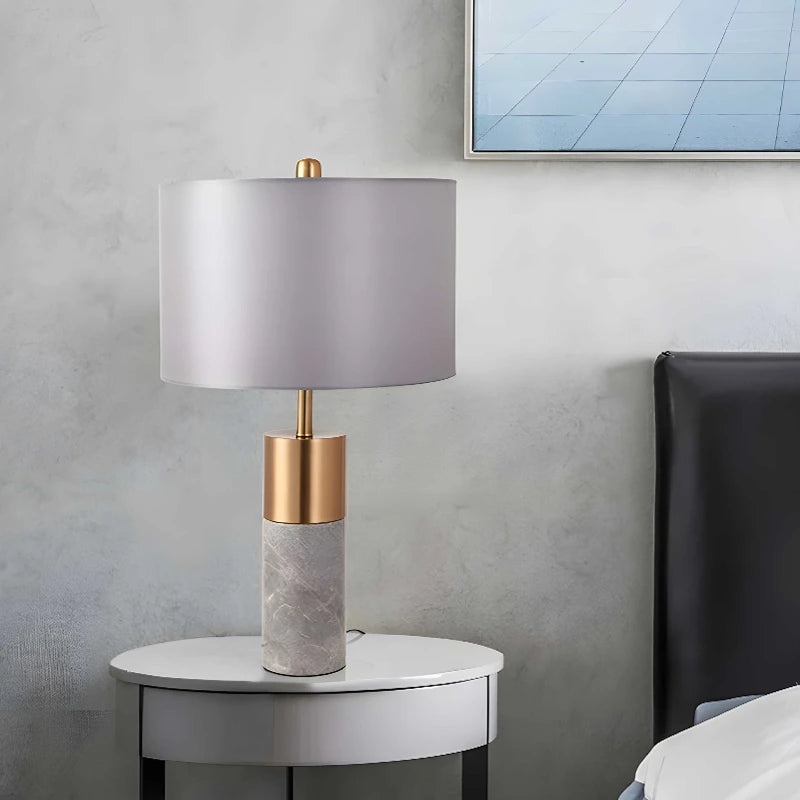 Marble and metal table lamp