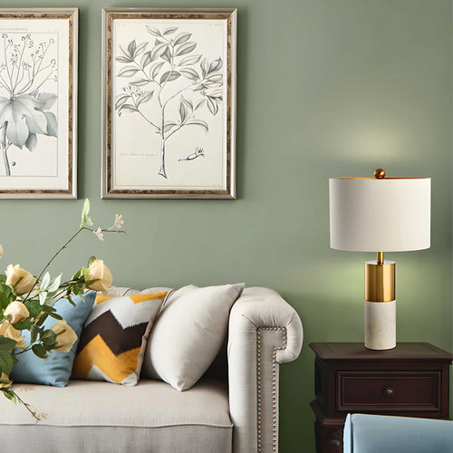 Marble and metal table lamp