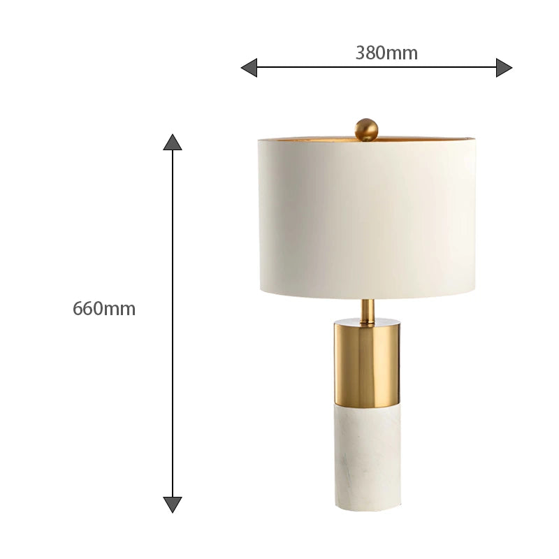 Marble and metal table lamp