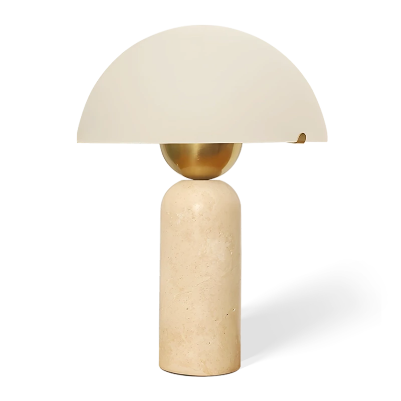 A table lamp with a yellow marble base